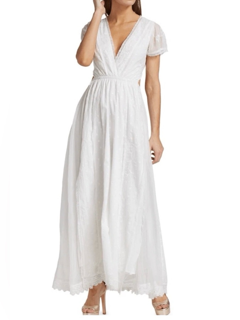 Loveshackfancy white vania dress embroidered lace cutout small wedding formal